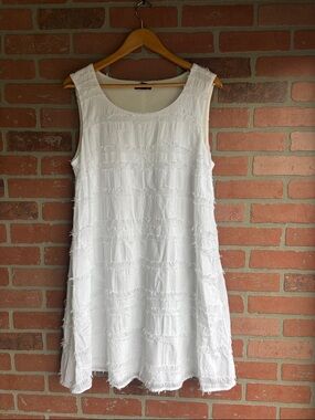 Nina Leonard White Textured shift Dress